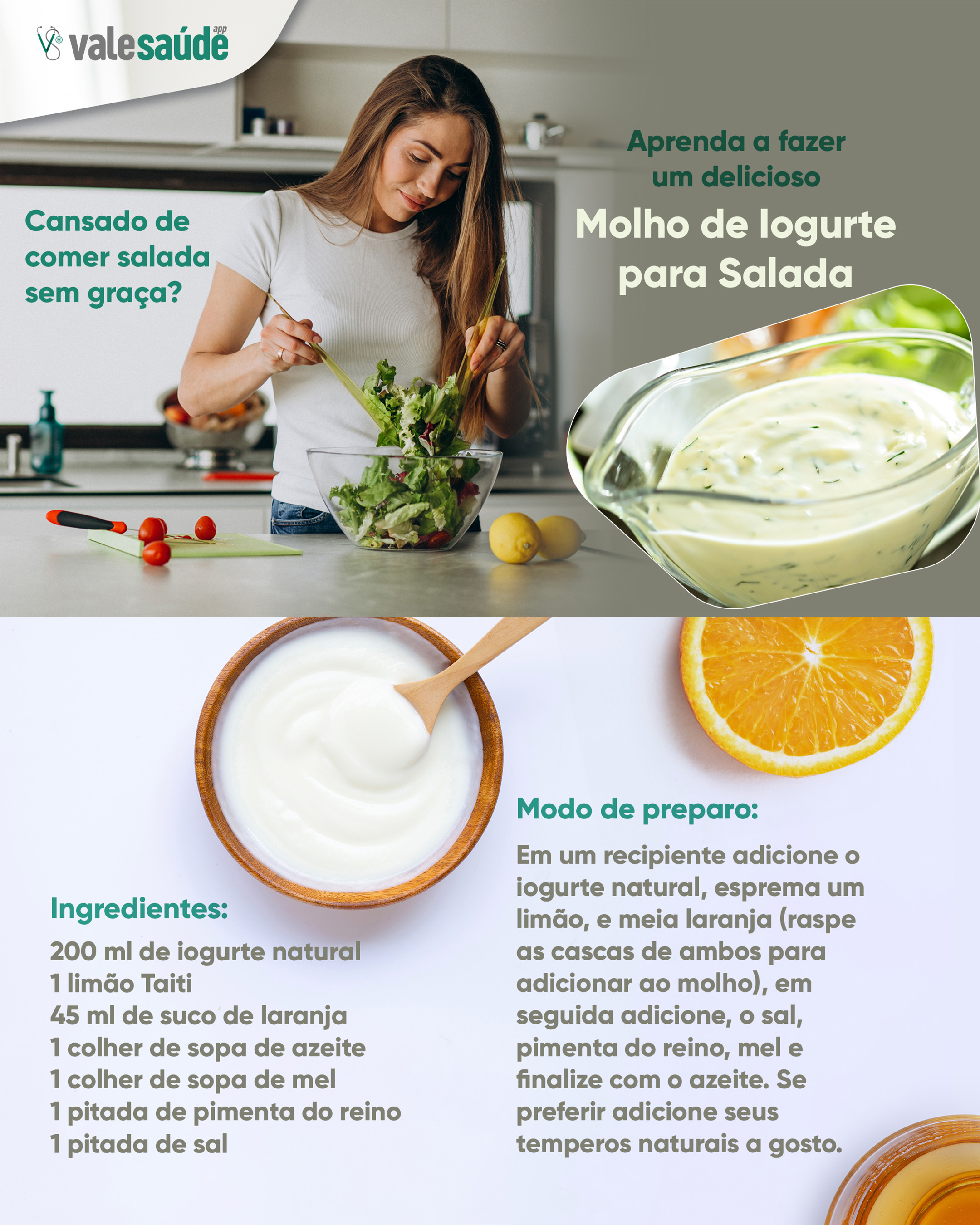 Aprenda a fazer um delicioso molho de Iogurte para Salada