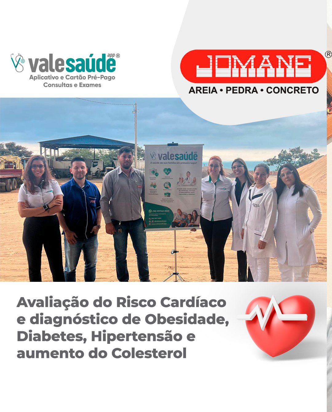 Programa de Avaliação do Risco Cardíaco e diagnóstico de Obesidade, Diabetes, Hipertensão e aumento do Colesterol - Jomane Pres. Epitácio SP