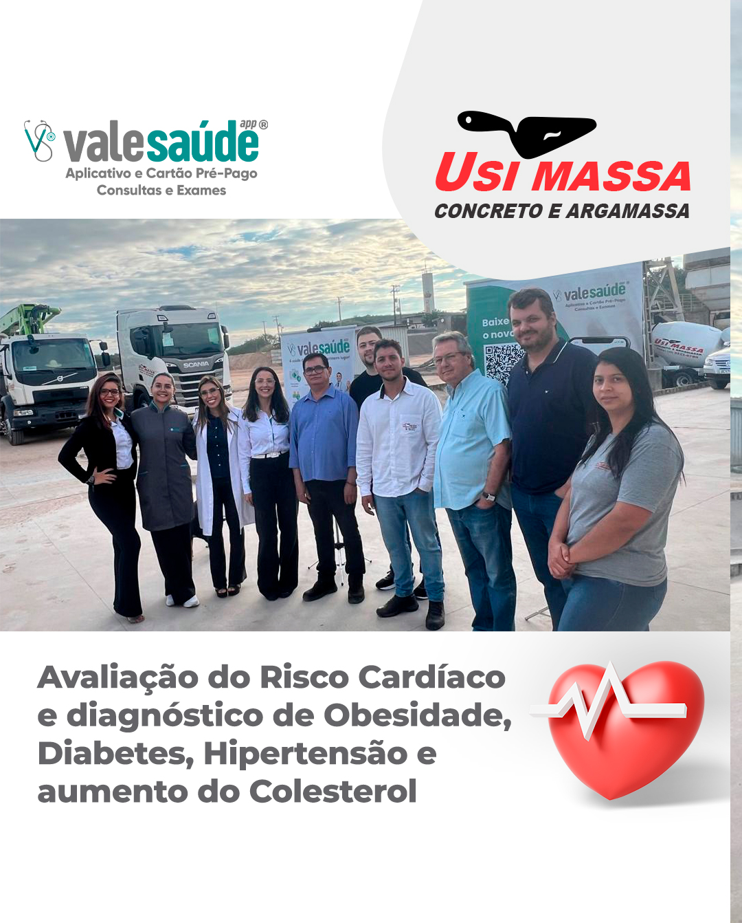 Usi Massa participa de Avaliação do Risco Cardíaco e diagnóstico de Obesidade, Diabetes, Hipertensão e aumento do Colesterol do Vale Saúde APP